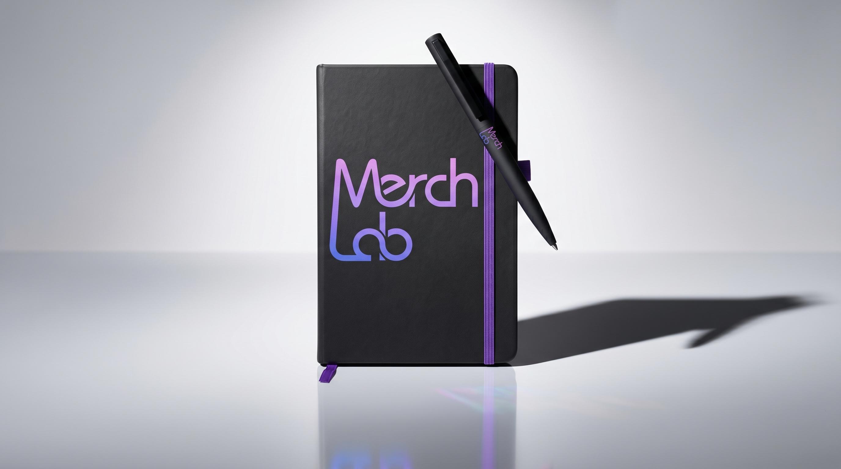 MerchLab Notizbuch – Werbeartikel mit Unternehmensbranding, Papier / PU-Kunststoff